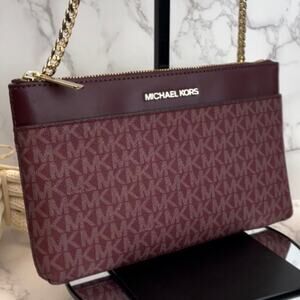 Michael Kors Large Logo Crossbody, Burgundy Monogram NWOT